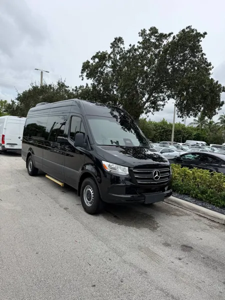 Black Mercedes Sprinter, front
